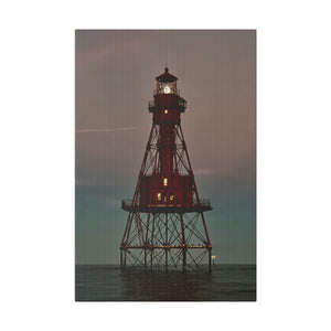 Light house lit up by the moon on Matte Canvas, Stretched, 0.75"