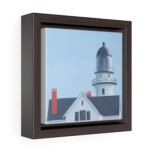 Maine lighthouse Square Framed Premium Gallery Wrap Canvas