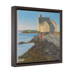 Willard Beach Shacks 2  Square Framed Premium Gallery Wrap Canvas