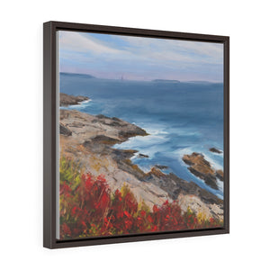 Lifting Fog Casco Bay - Square Framed Premium Gallery Wrap Canvas