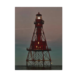 Light house lit up by the moon on Matte Canvas, Stretched, 0.75"