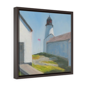 Maine lighthouse  Square Framed Premium Gallery Wrap Canvas