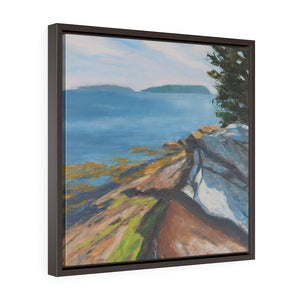 Maine Shore Square Framed Premium Gallery Wrap Canvas